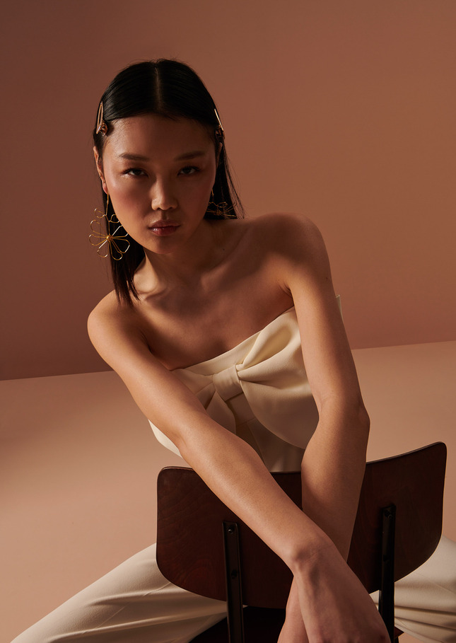 Cœur ecru jumpsuit in crepe Off-white TARA JARMON US
