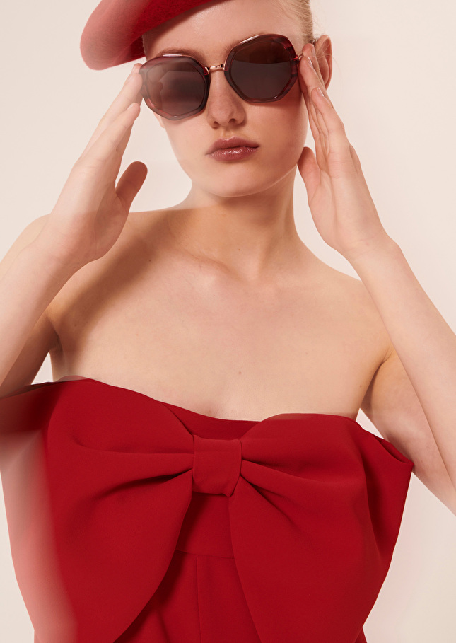 Cœur red jumpsuit in crepe Raspberry TARA JARMON US