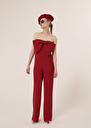 Cœur red jumpsuit in crepe Craie, Green, Raspberry, Yellow TARA JARMON US