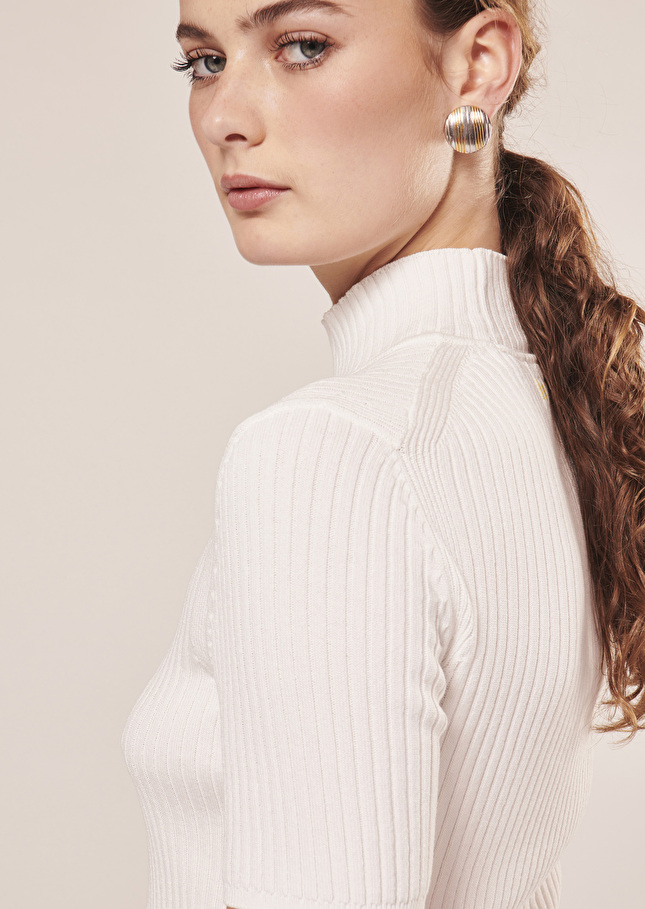 Perla ecru ribbed sweater Off-white TARA JARMON US