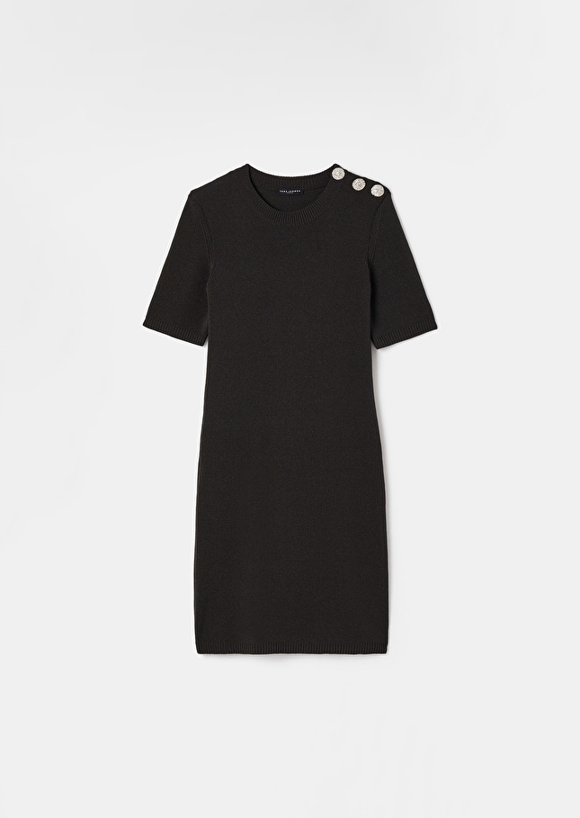 Rayonnante black iridescent cotton dress Steel TARA JARMON US
