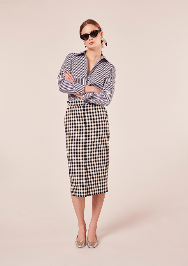 Justina black vichy skirt Black TARA JARMON US