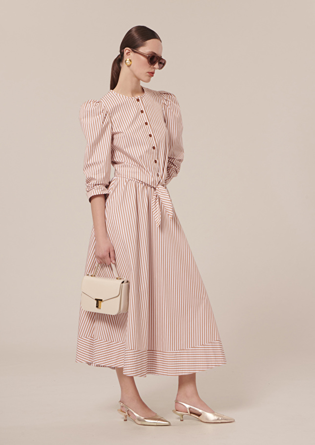 Jelato brown striped poplin skirt Cognac TARA JARMON US