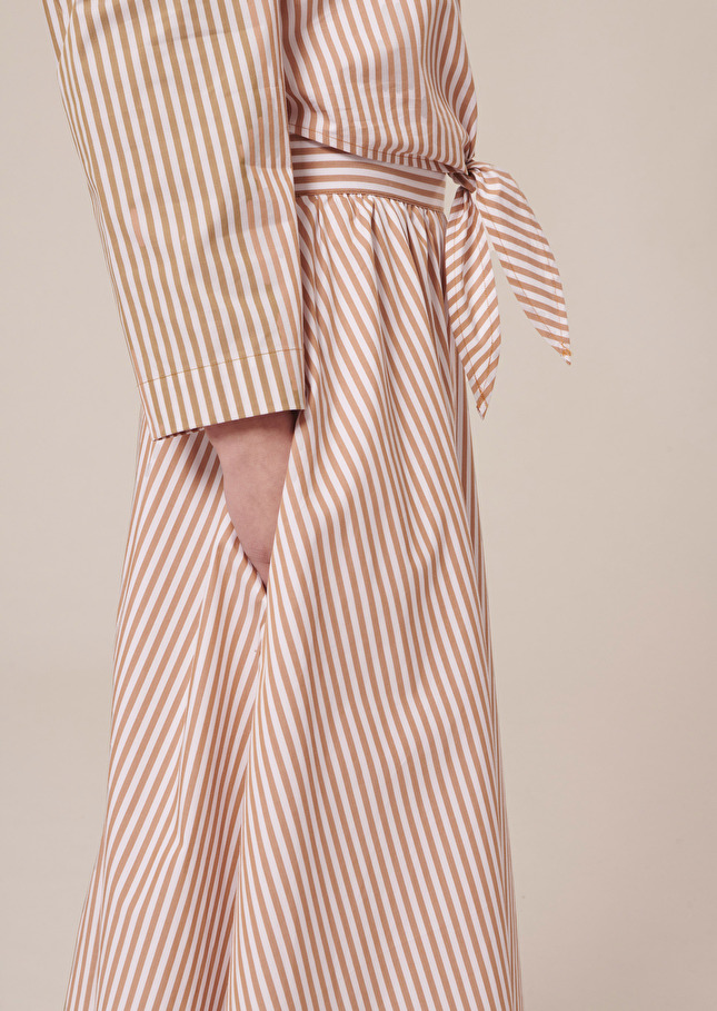 Jelato brown striped poplin skirt Cognac TARA JARMON US