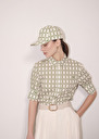 Carole ecru with green graphic design hat Off-white TARA JARMON US