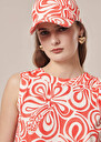 Carole ecru with coral graphic design cap Coral TARA JARMON US