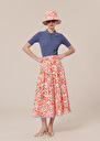 Javoue ecru with coral graphic design skirt Coral TARA JARMON US