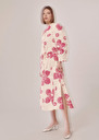 Jenna ecru flower printed poplin skirt Champagne TARA JARMON US