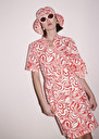 Rosemarine ecru with coral graphic design cotton dress Coral TARA JARMON US