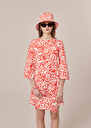 Rivanna ecru with coral graphic design cotton dress Coral TARA JARMON US