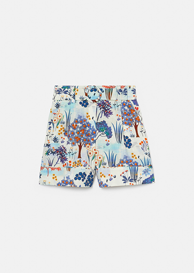 Shelby blue floral printed cotton shorts Blue TARA JARMON US