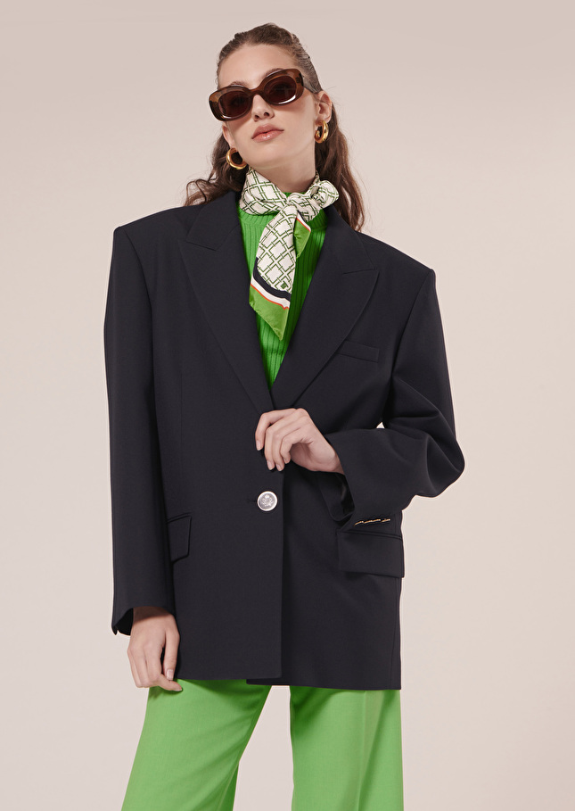 Vancouveur midnight blue cold wool suit jacket Nocturnal TARA JARMON US