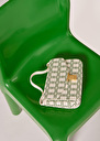 8 bis ecru with green graphic design bag Craie, Off-white, Taupe color TARA JARMON US