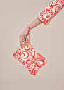 Sabrina ecru with coral graphic design soft clutch Black, Coral, Nocturnal TARA JARMON US