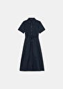 Retronie midnight blue poplin dress Cognac, Nocturnal TARA JARMON US