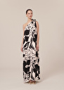 Rekia ecru with black flowers dress Craie, Green TARA JARMON US