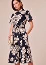 Retronie midnight blue flower printed poplin dress Nocturnal TARA JARMON US