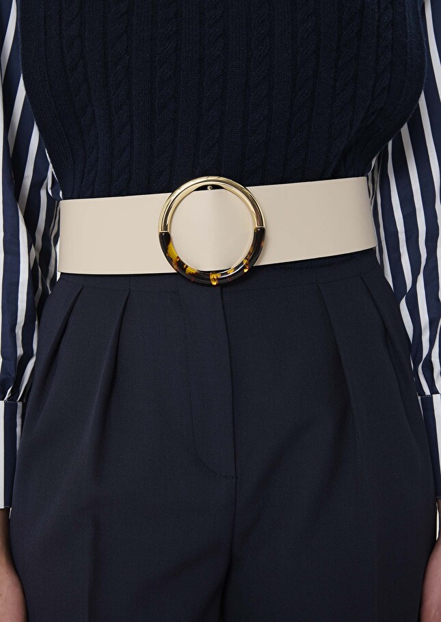 Ecru smooth leather belt Lauren Craie TARA JARMON US