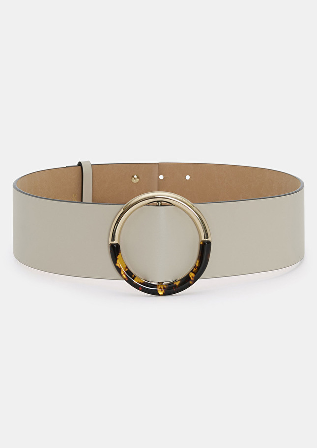 Ecru smooth leather belt Lauren Craie TARA JARMON US