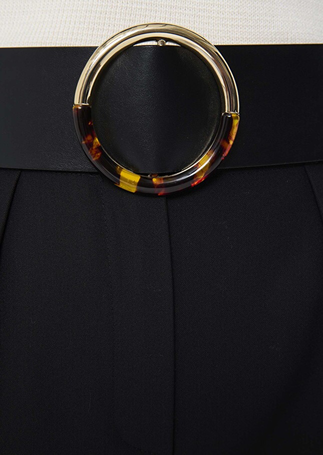 Black smooth leather belt Lauren Black TARA JARMON US
