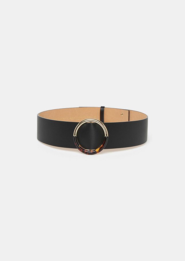 Black smooth leather belt Lauren Black TARA JARMON US