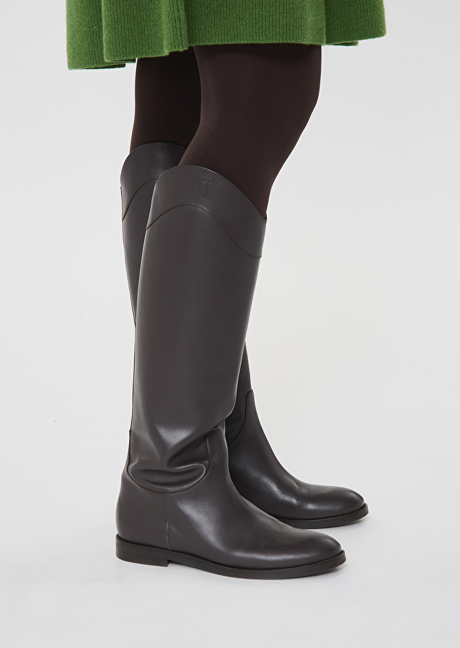 Brown leather boots Kayleigh Chocolate TARA JARMON US