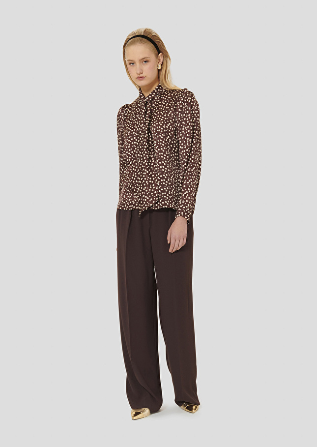 Brown with white polka dots shirt Candy Chocolate TARA JARMON US
