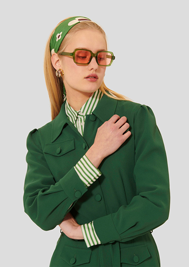 Green crepe jumpsuit Calice Green TARA JARMON US