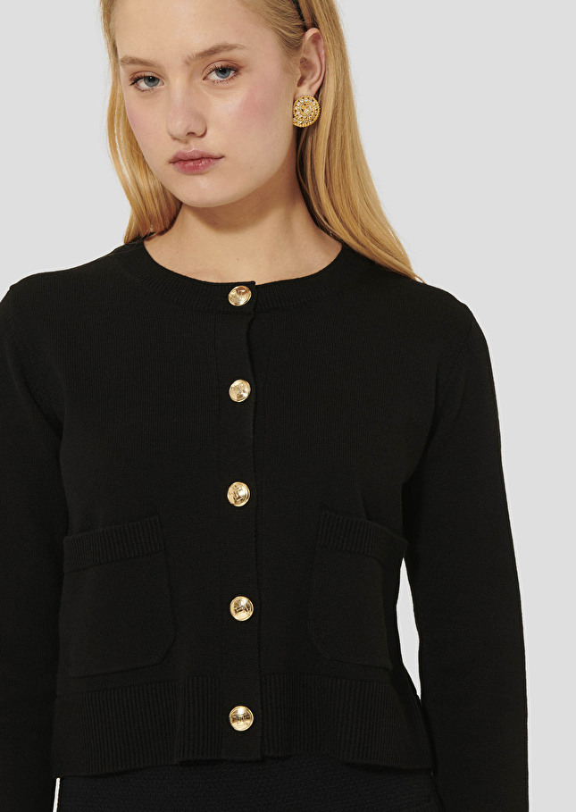 Black wool cardigan Gyslain Black TARA JARMON US