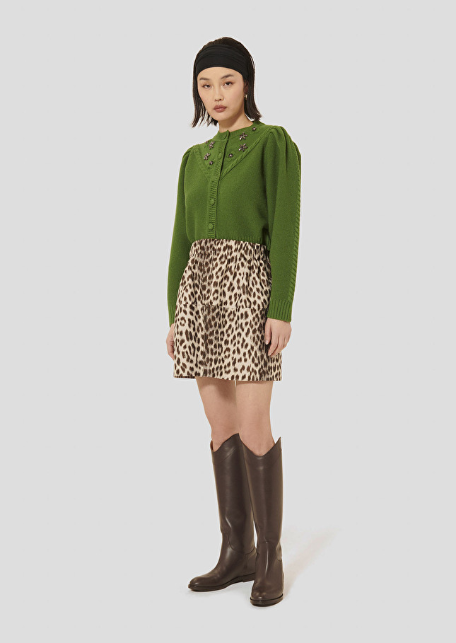 Brown leopard printed skirt Juno Chocolate TARA JARMON US