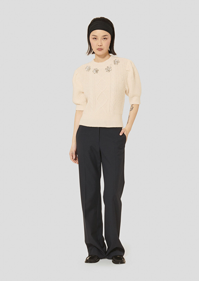 Ecru sweater in merinos wool Psyche Off-white TARA JARMON US