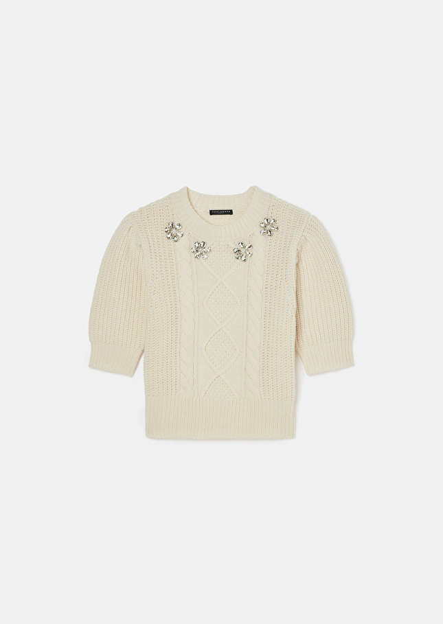 Ecru sweater in merinos wool Psyche Off-white TARA JARMON US