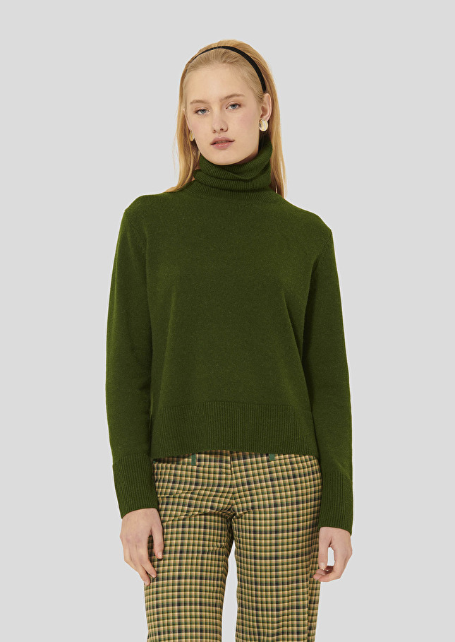 Green sweater in alpaca and merinos wool Palia Green TARA JARMON US
