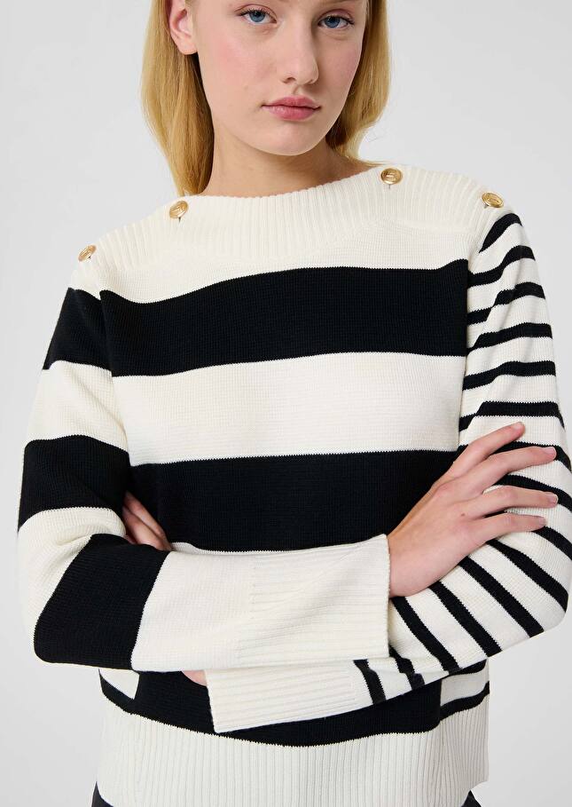 Ecru stripped wool sweater Poetesse Off-white TARA JARMON US