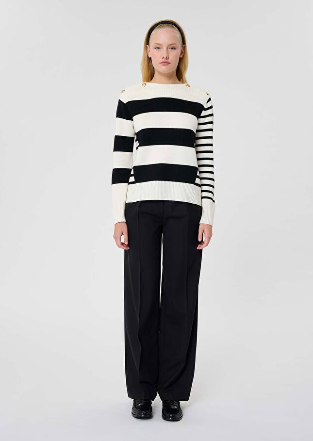 Ecru stripped wool sweater Poetesse Off-white TARA JARMON US