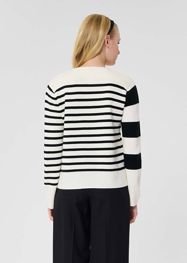 Ecru stripped wool sweater Poetesse Off-white TARA JARMON US