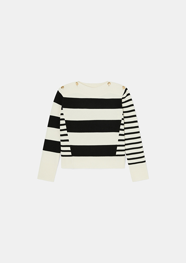 Ecru stripped wool sweater Poetesse Off-white TARA JARMON US