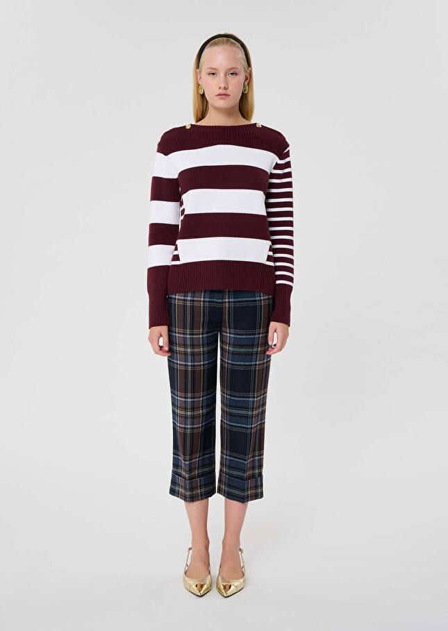 Burgundy stripped wool sweater Poetesse Burgundy TARA JARMON US