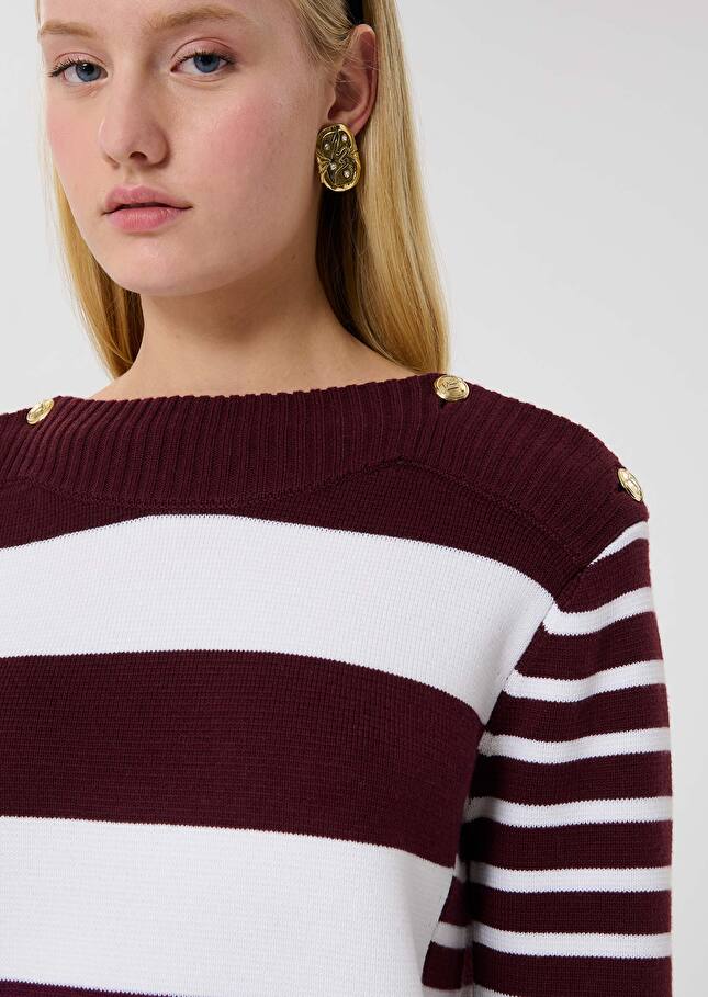 Burgundy stripped wool sweater Poetesse Burgundy TARA JARMON US