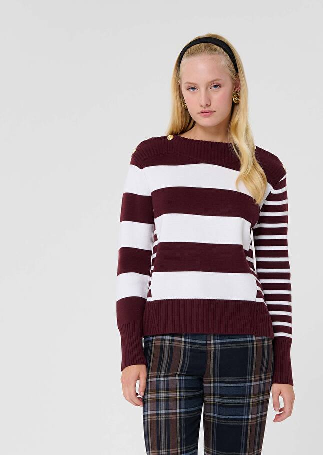 Burgundy stripped wool sweater Poetesse Burgundy TARA JARMON US
