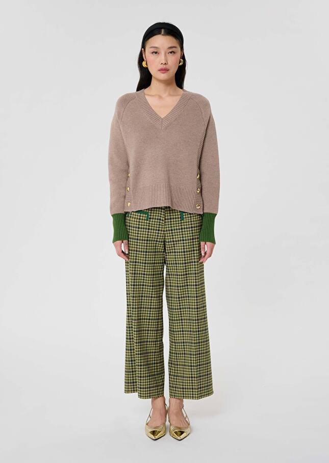 Brown wool sweater Promesse Nut brown TARA JARMON US