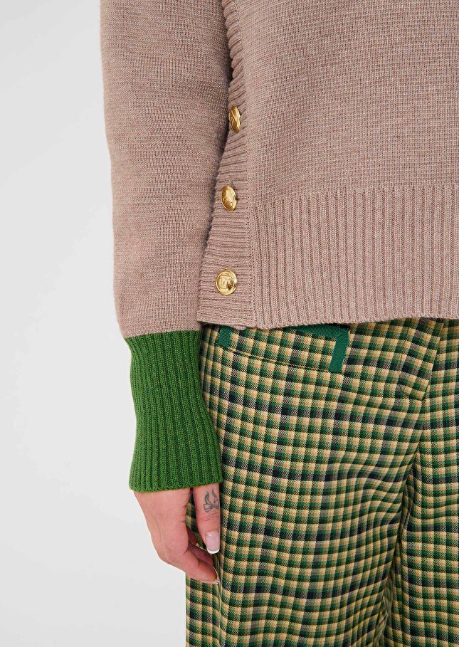 Brown wool sweater Promesse Nut brown TARA JARMON US