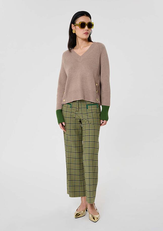 Brown wool sweater Promesse Nut brown TARA JARMON US