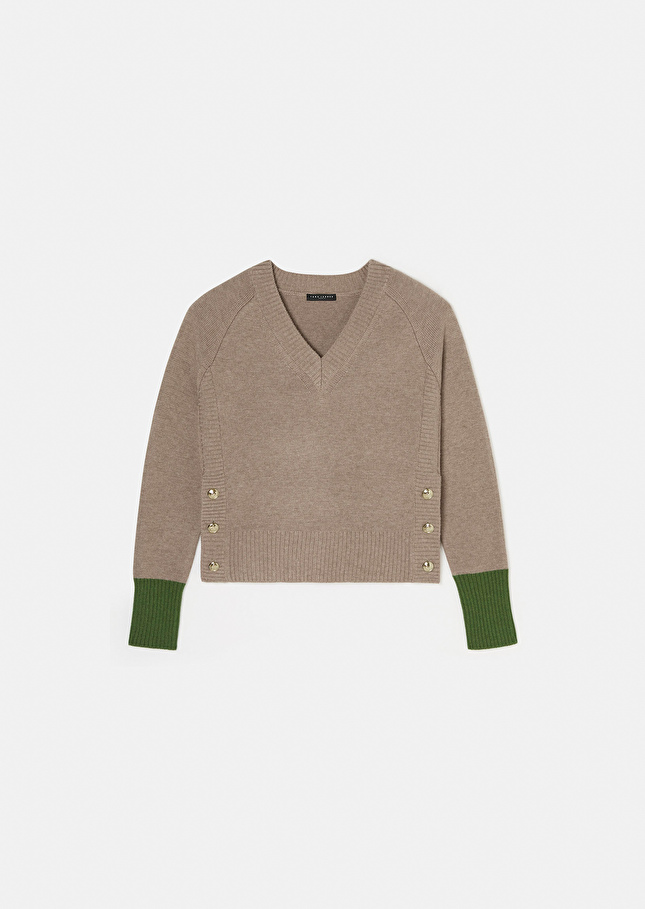 Brown wool sweater Promesse Nut brown TARA JARMON US