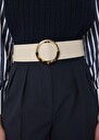 Ecru smooth leather belt Lauren Black, Cactus, Craie TARA JARMON US