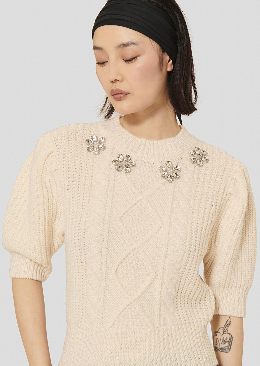 Ecru sweater in merinos wool Psyche Off-white TARA JARMON US