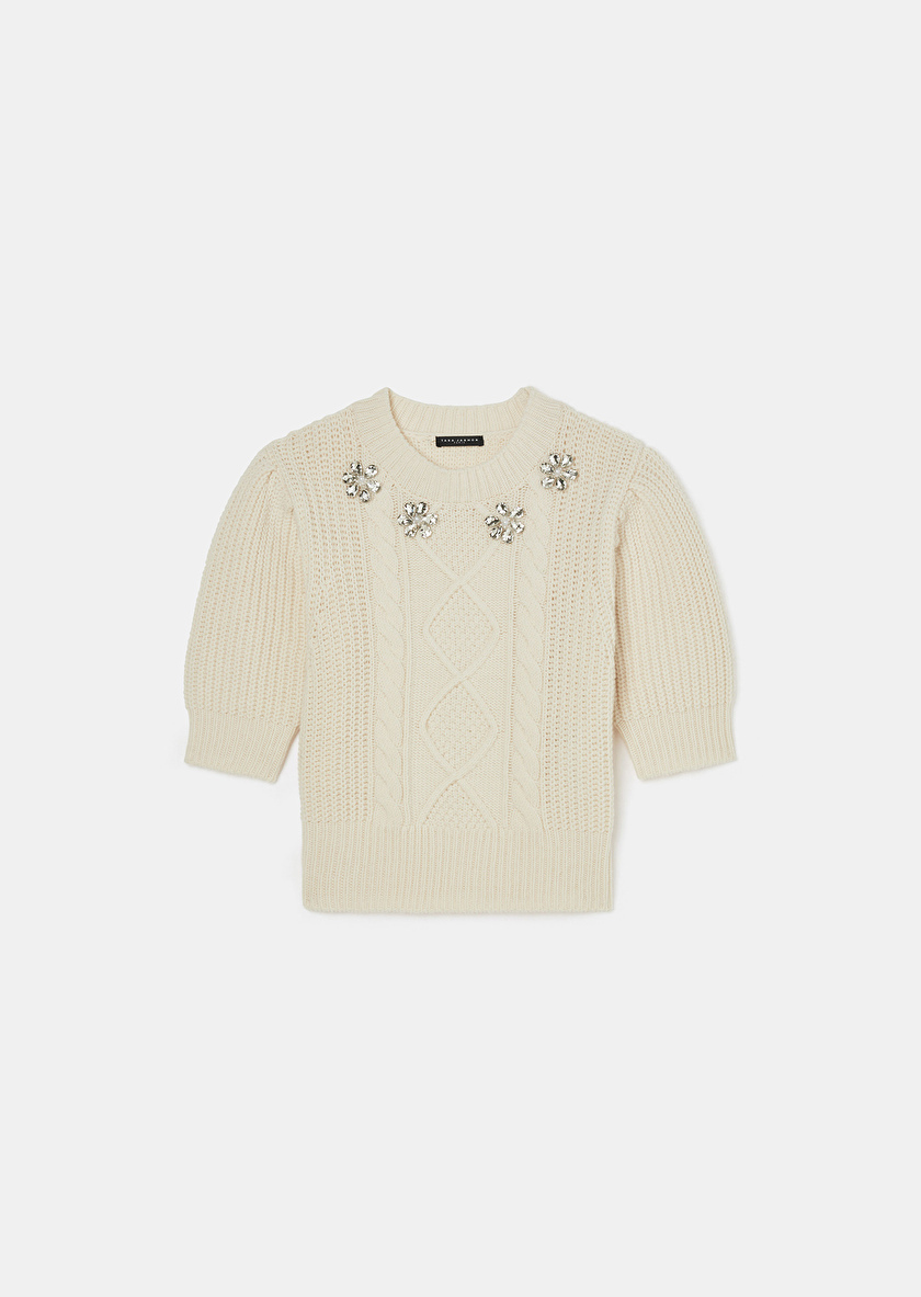 Ecru sweater in merinos wool Psyche Off-white TARA JARMON US