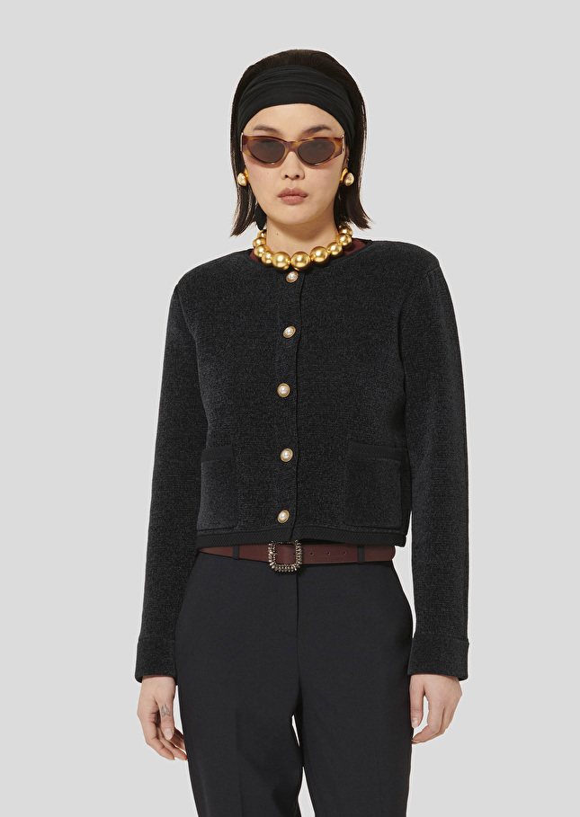 Midnight blue compact knit cardigan Guest Night TARA JARMON US