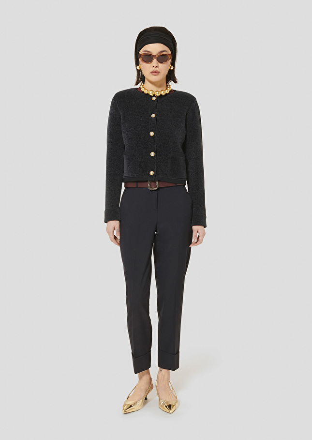 Midnight blue compact knit cardigan Guest Night TARA JARMON US
