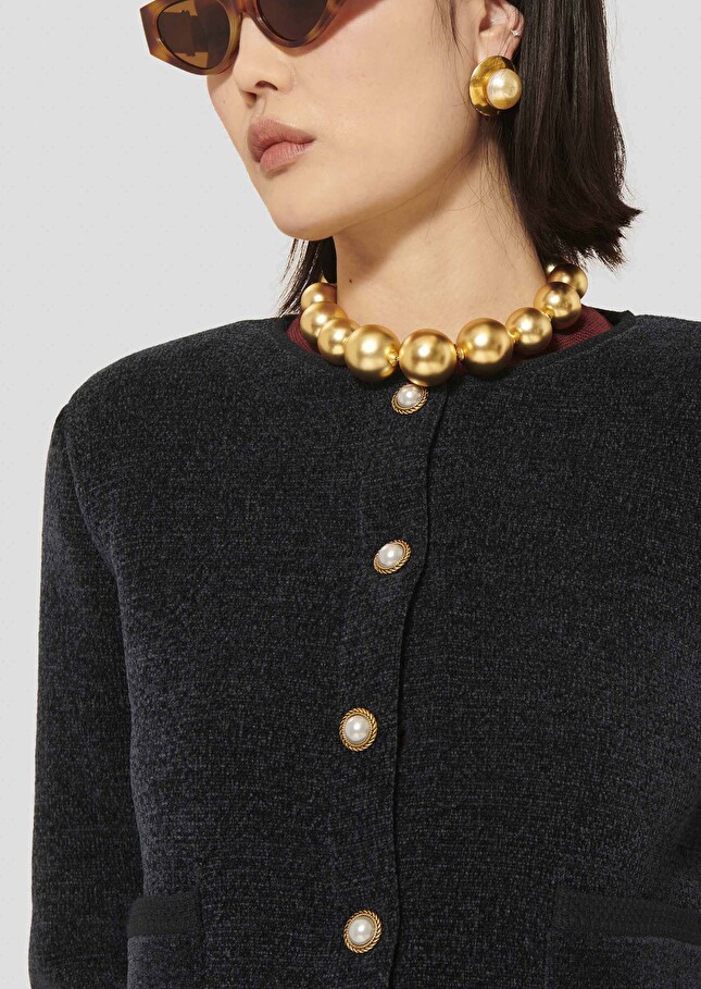 Midnight blue compact knit cardigan Guest Night TARA JARMON US